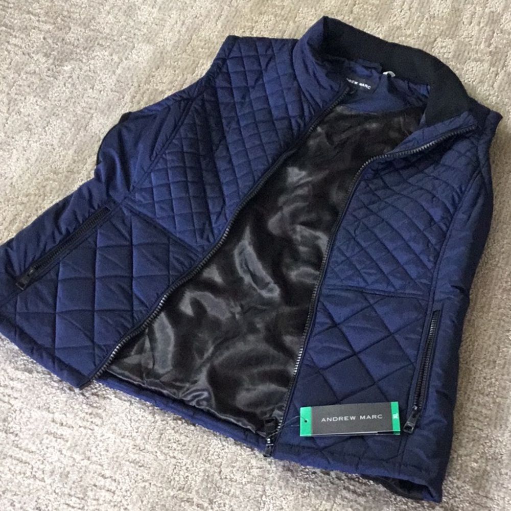 Andrew Marc navy quilted vest size XL